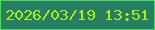 文字の大きさ：1、枠の色：4cda5a、背景の色：267f64、文字の色：abf107 無料ブログパーツのブログ時計