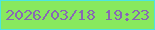 文字の大きさ：3、枠の色：4ce5e0、背景の色：88e95e、文字の色：8868b3 無料ブログパーツのブログ時計