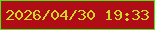 文字の大きさ：4、枠の色：4ce814、背景の色：b10d17、文字の色：ced827 無料ブログパーツのブログ時計