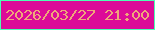文字の大きさ：2、枠の色：4cffb3、背景の色：dc0b98、文字の色：efa879 無料ブログパーツのブログ時計