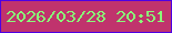 文字の大きさ：2、枠の色：4d00e3、背景の色：c0336d、文字の色：89fc78 無料ブログパーツのブログ時計