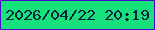 文字の大きさ：4、枠の色：4d04ce、背景の色：16e17b、文字の色：04223d 無料ブログパーツのブログ時計