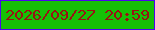 文字の大きさ：3、枠の色：4d04ef、背景の色：16c006、文字の色：991214 無料ブログパーツのブログ時計