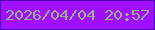 文字の大きさ：4、枠の色：4d07b3、背景の色：a010ff、文字の色：99b482 無料ブログパーツのブログ時計