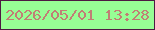 文字の大きさ：4、枠の色：4d1942、背景の色：97fe95、文字の色：c17e75 無料ブログパーツのブログ時計