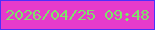 文字の大きさ：1、枠の色：4d2ffb、背景の色：e63bcb、文字の色：7fe369 無料ブログパーツのブログ時計