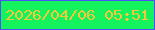 文字の大きさ：2、枠の色：4d50fd、背景の色：14f25d、文字の色：f5c83b 無料ブログパーツのブログ時計