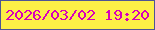 文字の大きさ：1、枠の色：4d5495、背景の色：fcef46、文字の色：d800ba 無料ブログパーツのブログ時計