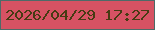 文字の大きさ：4、枠の色：4d6a68、背景の色：d65263、文字の色：473b13 無料ブログパーツのブログ時計