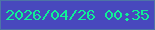 文字の大きさ：4、枠の色：4d74a6、背景の色：4848bd、文字の色：10f097 無料ブログパーツのブログ時計