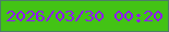 文字の大きさ：2、枠の色：4d7d66、背景の色：43c315、文字の色：9117fe 無料ブログパーツのブログ時計