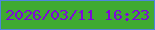 文字の大きさ：2、枠の色：4d85dd、背景の色：3faa31、文字の色：7f06da 無料ブログパーツのブログ時計