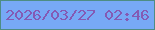 文字の大きさ：2、枠の色：4d8d84、背景の色：77a9f6、文字の色：845ab4 無料ブログパーツのブログ時計