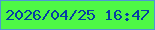 文字の大きさ：2、枠の色：4d98d3、背景の色：4ef845、文字の色：043ea4 無料ブログパーツのブログ時計