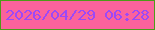 文字の大きさ：5、枠の色：4d9b18、背景の色：fb629c、文字の色：9c49f6 無料ブログパーツのブログ時計