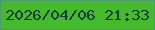 文字の大きさ：4、枠の色：4d9b6c、背景の色：45ba2d、文字の色：173d38 無料ブログパーツのブログ時計
