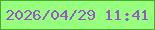 文字の大きさ：5、枠の色：4da92b、背景の色：97ff7e、文字の色：9956c9 無料ブログパーツのブログ時計