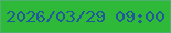 文字の大きさ：1、枠の色：4db070、背景の色：2eb939、文字の色：20599b 無料ブログパーツのブログ時計