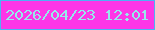 文字の大きさ：2、枠の色：4db1f4、背景の色：fd36e7、文字の色：95eaeb 無料ブログパーツのブログ時計