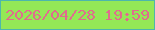 文字の大きさ：1、枠の色：4db7ab、背景の色：94e856、文字の色：e06c8e 無料ブログパーツのブログ時計