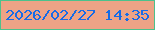 文字の大きさ：3、枠の色：4dc18c、背景の色：eea386、文字の色：166be7 無料ブログパーツのブログ時計
