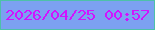 文字の大きさ：1、枠の色：4dc1a9、背景の色：7ca1f1、文字の色：d113fe 無料ブログパーツのブログ時計