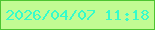 文字の大きさ：2、枠の色：4dc431、背景の色：c2fb93、文字の色：35fbcb 無料ブログパーツのブログ時計