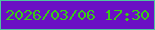 文字の大きさ：2、枠の色：4dc5a0、背景の色：6b0fc4、文字の色：38cd16 無料ブログパーツのブログ時計