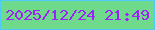 文字の大きさ：2、枠の色：4dcbfc、背景の色：70da8c、文字の色：9b23f7 無料ブログパーツのブログ時計