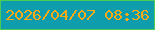 文字の大きさ：5、枠の色：4dcc54、背景の色：0e9dac、文字の色：fbaa14 無料ブログパーツのブログ時計