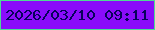 文字の大きさ：4、枠の色：4ddb94、背景の色：8a0cfa、文字の色：07025c 無料ブログパーツのブログ時計
