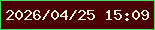 文字の大きさ：4、枠の色：4de254、背景の色：4a0004、文字の色：e7fad7 無料ブログパーツのブログ時計