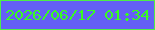 文字の大きさ：5、枠の色：4dee47、背景の色：645ff6、文字の色：38fc21 無料ブログパーツのブログ時計