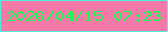 文字の大きさ：2、枠の色：4df0da、背景の色：f57aa7、文字の色：15fe54 無料ブログパーツのブログ時計