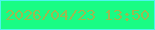 文字の大きさ：2、枠の色：4df4ed、背景の色：19fc84、文字の色：9db851 無料ブログパーツのブログ時計