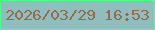 文字の大きさ：1、枠の色：4dff88、背景の色：90bebe、文字の色：956b48 無料ブログパーツのブログ時計