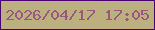 文字の大きさ：2、枠の色：4e0175、背景の色：bcb17e、文字の色：9c5684 無料ブログパーツのブログ時計