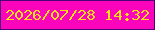 文字の大きさ：1、枠の色：4e0378、背景の色：fa05bb、文字の色：fddf17 無料ブログパーツのブログ時計