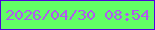 文字の大きさ：2、枠の色：4e04dc、背景の色：62fe65、文字の色：b15aef 無料ブログパーツのブログ時計