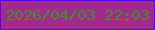 文字の大きさ：2、枠の色：4e07ee、背景の色：a2298d、文字の色：3f8e20 無料ブログパーツのブログ時計
