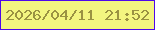 文字の大きさ：4、枠の色：4e08eb、背景の色：f3f580、文字の色：9a9242 無料ブログパーツのブログ時計