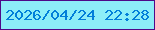 文字の大きさ：2、枠の色：4e0a89、背景の色：8ceef8、文字の色：027fd9 無料ブログパーツのブログ時計