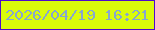 文字の大きさ：3、枠の色：4e0ccc、背景の色：dafc0a、文字の色：87a7ce 無料ブログパーツのブログ時計