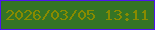 文字の大きさ：4、枠の色：4e14ee、背景の色：347425、文字の色：888b00 無料ブログパーツのブログ時計