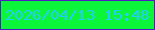 文字の大きさ：3、枠の色：4e1bc5、背景の色：0bf53b、文字の色：26ccf9 無料ブログパーツのブログ時計