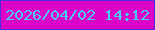 文字の大きさ：5、枠の色：4e29e0、背景の色：db03c7、文字の色：4acdf2 無料ブログパーツのブログ時計