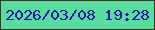 文字の大きさ：2、枠の色：4e2d25、背景の色：57dd9e、文字の色：2d13a5 無料ブログパーツのブログ時計