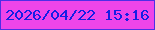 文字の大きさ：1、枠の色：4e2ee6、背景の色：ee45e9、文字の色：171ee5 無料ブログパーツのブログ時計