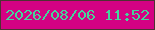 文字の大きさ：4、枠の色：4e3232、背景の色：d40283、文字の色：44d59c 無料ブログパーツのブログ時計