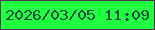 文字の大きさ：2、枠の色：4e3357、背景の色：1ffe3f、文字の色：0c4b41 無料ブログパーツのブログ時計